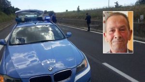 La polstrada sul luogo dell'incidente - Nel riquadro Antonio Pascucci