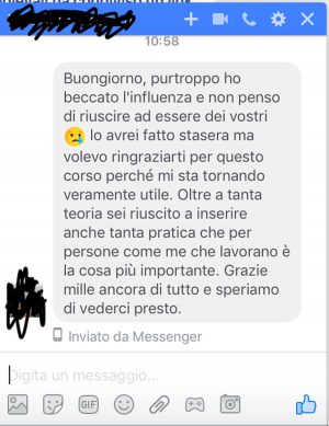 Messaggio di una partecipante al corso