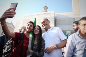 Zingaretti a piazza del Popolo per la manifestazione del Pd