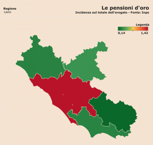 Pensioni d'oro - La mappa del Lazio