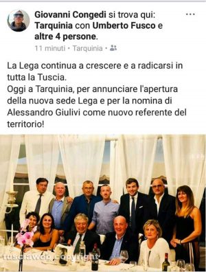 Tarquinia - Il post pubblicato dal responsabile provinciale della Lega