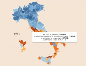 Nel Viterbese i pensionati guadagnano più dei lavoratori dipendenti - La mappa