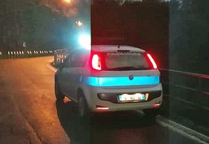 Calcata - Frana sulla provinciale - Polizia locale