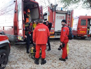 Lago di Bolsena - Le ricerche del disperso - Il nucleo sommozzatori dei vigili del fuoco