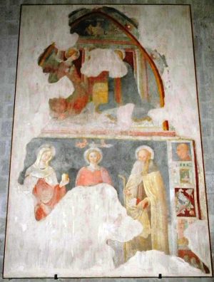 L'affresco “Annunciazione, la Maddalena, San Giovanni Evangelista”