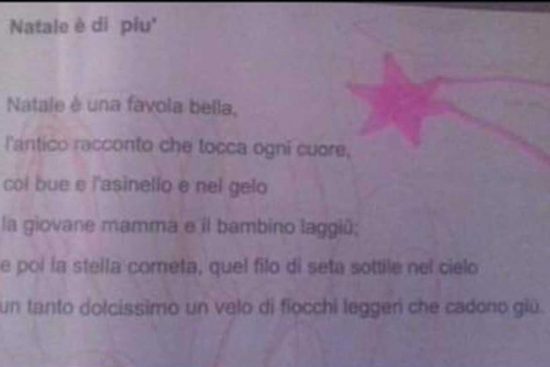 Tuscania - Nella poesia di Natale "Gesù" diventa "laggiù"