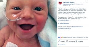 Bimba nata prematura - Il post su Facebook