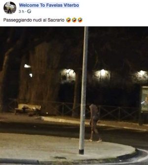 Viterbo - Uomo nudo al sacrario sulla pagina Welcome to favelas