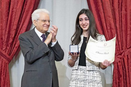Sergio Mattarella con Chiara Bordi in lacrime