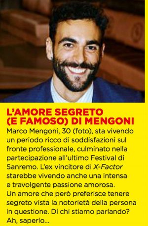 Marco Mengoni - La notizia su Oggi
