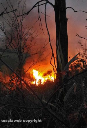 Orte - Incendio sulla ferrovia