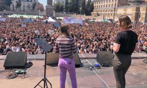 Roma - Greta Thunberg sul palco