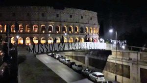 Roma - Lo striscione di Forza Nuova