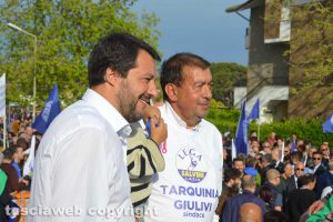 Il ministro Matteo Salvini a Tarquinia lido con Alessandro Giulivi
