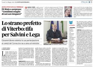 Il Fatto Quotidiano - L'articolo sul prefetto di Viterbo Giovanni Bruno