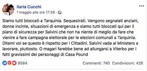 Il post del primo maggio sulla pagina di Ilaria Cucchi