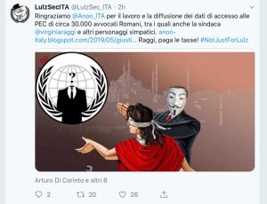 L'annuncio dell'attacco hacker ai danni degli avvocati romaniL'annuncio dell'attacco hacker ai danni degli avvocati romani