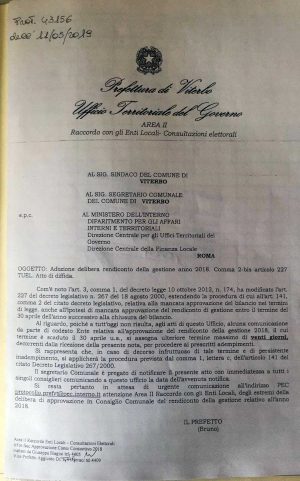 Viterbo - La lettera del prefetto