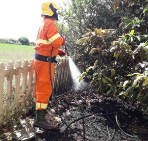 Tarquinia - Incendio vicino alla stazione - Un volontario Aeopc 