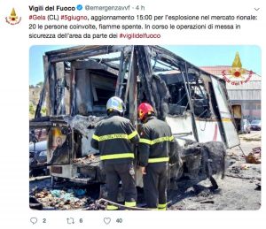 Gela - Il post dei vigili del fuoco sull'intervento al mercato rionale