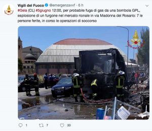 Gela - Il post dei vigili del fuoco sull'intervento al mercato rionale