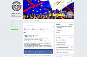 Il post pubblicato sulla pagina Facebook Casapound Italia Viterbo