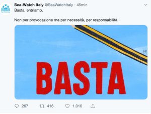 Il tweet della Ong
