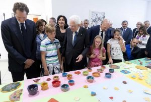 Amatrice - Il presidente della Repubblica Mattarella all'inaugurazione del nuovo istituto omnicomprensivo