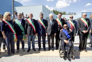Amatrice - Il presidente della Repubblica Mattarella all'inaugurazione del nuovo istituto omnicomprensivo
