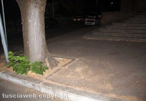 Viterbo - Il posto dove si è accasciato il ragazzo colpito