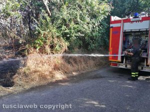 Viterbo - Incendio in strada Signorino
