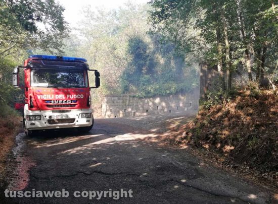 Viterbo - Incendio in strada Signorino