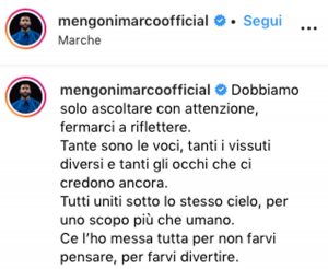 Il Post di Marco Mengoni per ringraziare il pubblico di RisorgiMarche