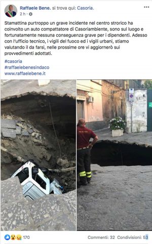 Casoria - Il Tweet del sindaco Raffaele Bene