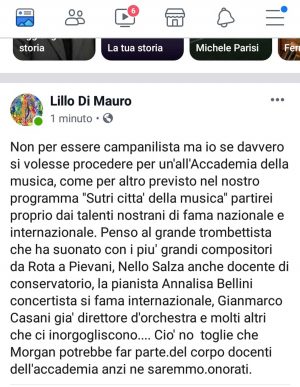 Il post di Lillo Di Mauro su Morgan a villa Savorelli