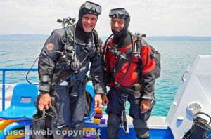 Bolsena - Idrovolante inabissato nel lago - A sinistra Massimiliano 