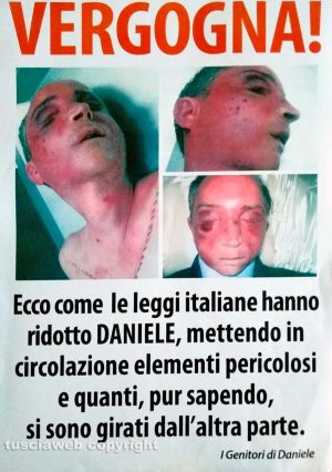 Viterbo - Omicidio del Suffragio - Daniele Barchi col volto tumefatto