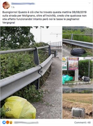 Orte - Rifiuti abbandonati - Segnalazioni su Facebook