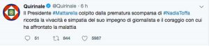Il post di Sergio Mattarella per la morte di Nadia Toffa