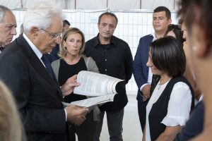 Genova - Il presidente della Repubblica, alla cerimonia, incontra i famigliari delle vittime del crollo del ponte Moranti 