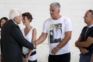 Genova - Il presidente della Repubblica, alla cerimonia, incontra i famigliari delle vittime del crollo del ponte Moranti 
