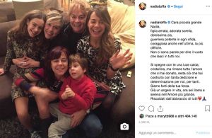 Brescia - Il post su Instagram della famiglia di Nadia Toffa per ricordare la storica inviata delle Iene