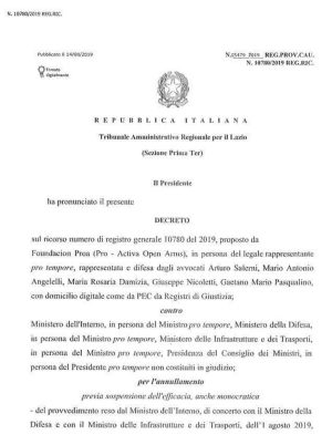 Open Arms - il decreto del Tar del Lazio