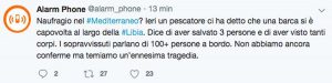 Tripoli - Il post di Alarm phone su un possibile naufragio
