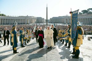 Gli Sbandieratori di Santa Rosa da Papa Francesco