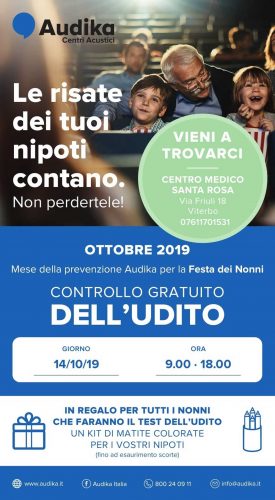  Audika organizza infatti il Mese della Prevenzione per la Festa dei Nonni