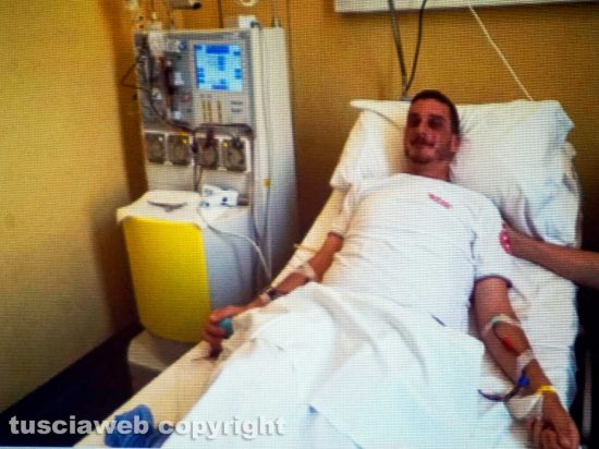 Viterbo - Marco Sbocchia il giorno della donazione del midollo