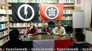 Il sindaco Antonio Porri con Jacopo Polidori e Ciro Polidori a una iniziativa di CasaPound
