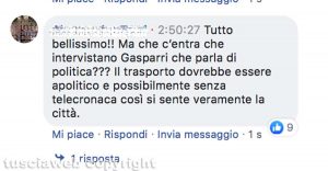 Macchina di Santa Rosa - Uno dei tantissimi commenti che criticano la diretta