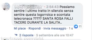Macchina di Santa Rosa - Uno dei tantissimi commenti che criticano la diretta